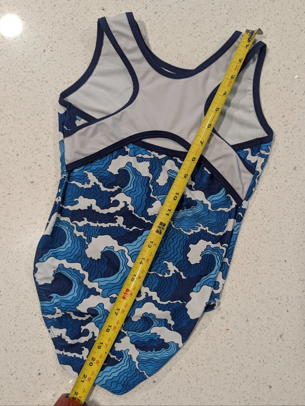 OSAKA Destira Gymnastics Dance Leotard Child Large Blue White BEACH OCEAN WAVE